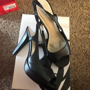 Nine West Black Leather Heels